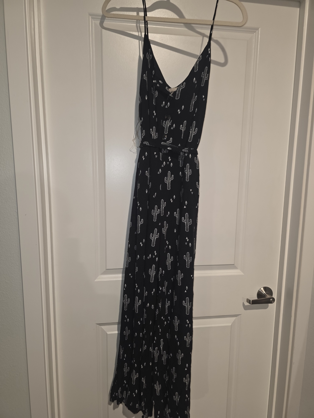 Savanna Jane Black Maxi Dress with White Cactus Print